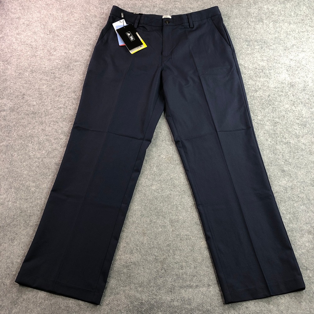 Adidas Mens Golf Pants 34x32 Navy Blue Climalite Pinstripe Performance NWT